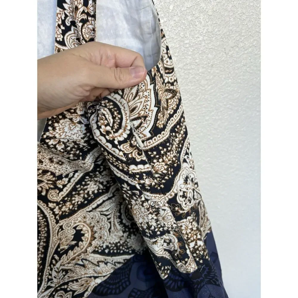 J.Crew boho paisley maxi dress 10 sleeveless vneck hippie vacation cotton tiered - Picture 4 of 7